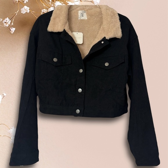 ALTAR'D STATE Deirdre Cord Cropped Black Corduroy Jacket Medium NWT - Picture 12 of 12